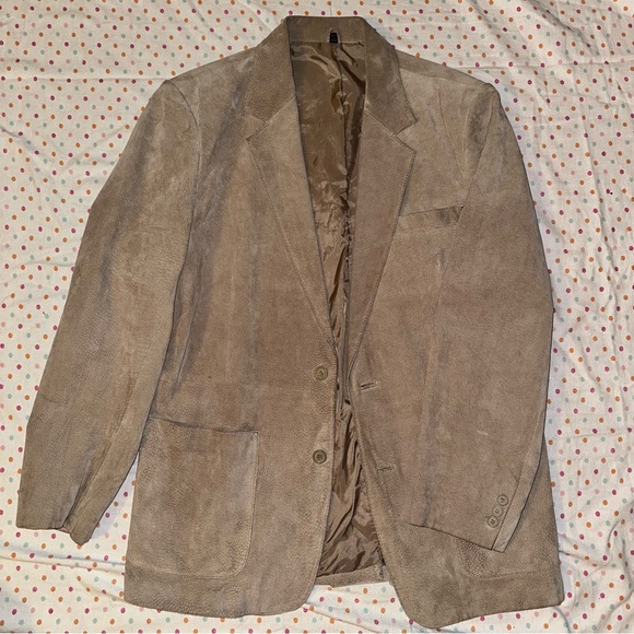 Cooper Men’s Leather Blazer Sport Coat - Size 44 Tan Suede Classic